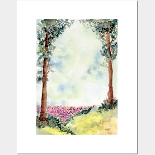 Vintage Dreamy Forest Landscape Painting Posters and Art